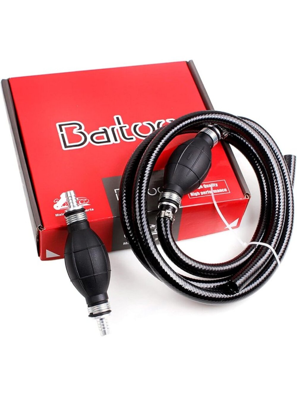 3/8in Nylon Braided Marine Fuel Hose Assembly with Primer Bulb - 6FT for Boats